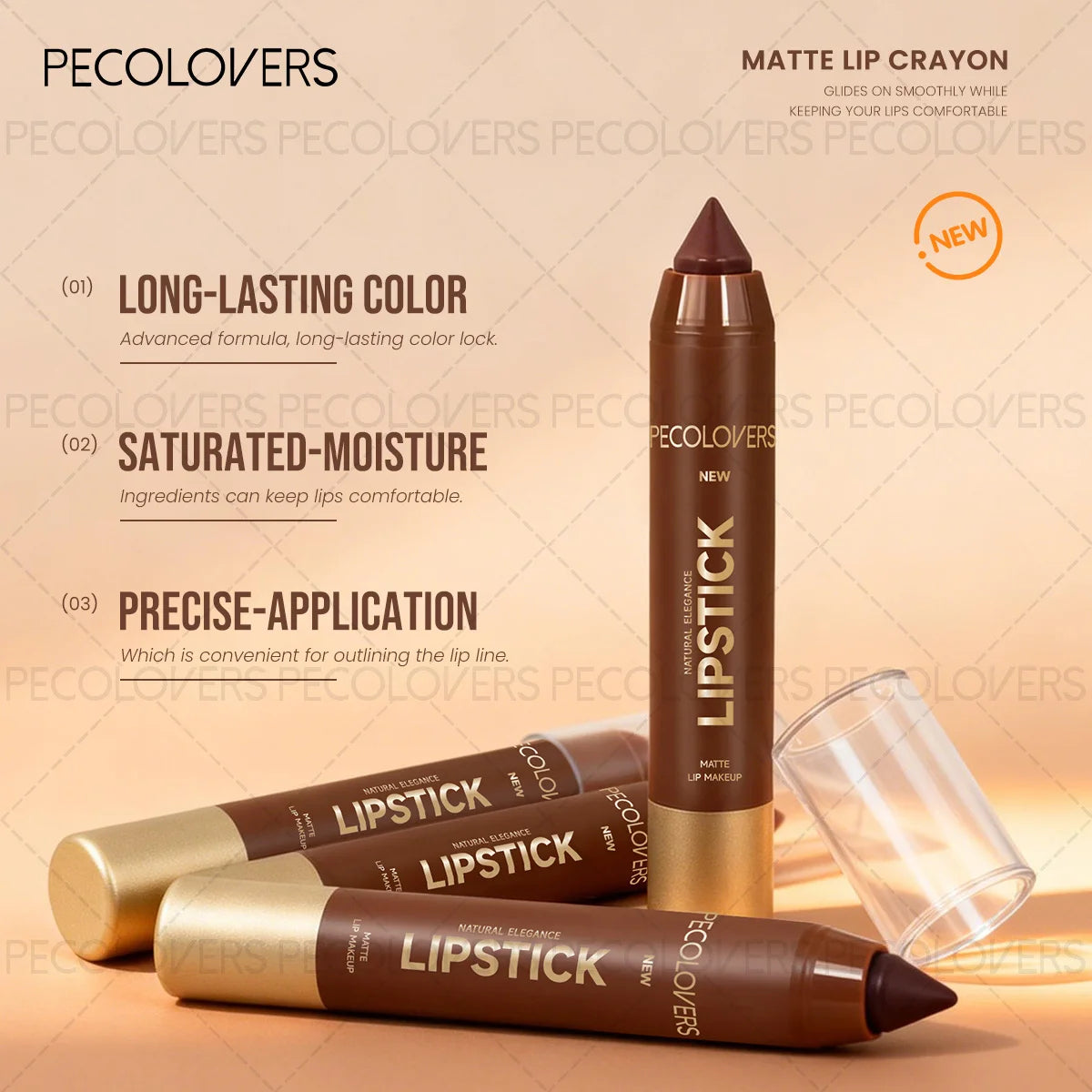 1PC Brown Matte Lip Liner Crayon, Smooth Application, Highly Pigmented, Long-lasting Wear, Lip Cosmetics