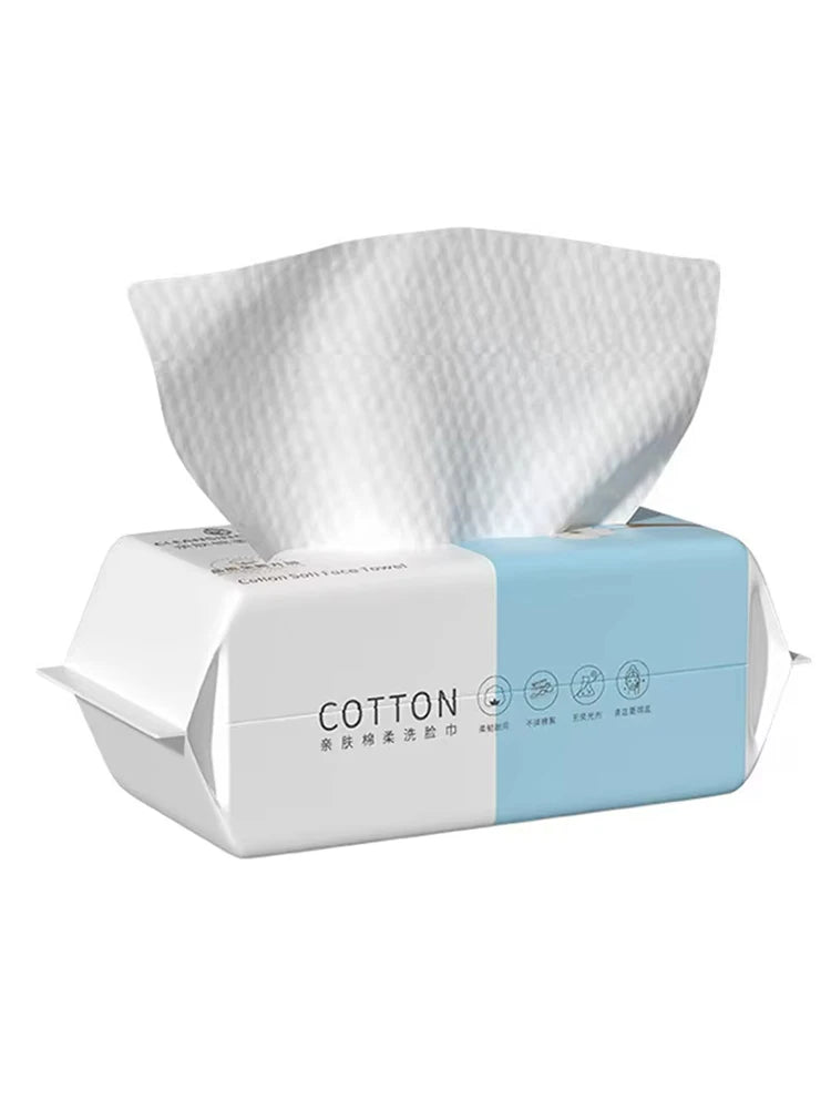 Natural Disposable Face Towel Travel Facial Cleansing Wet And Dry Makeup Remover Pearl Cotton Soft Makeup Nonwoven Towel