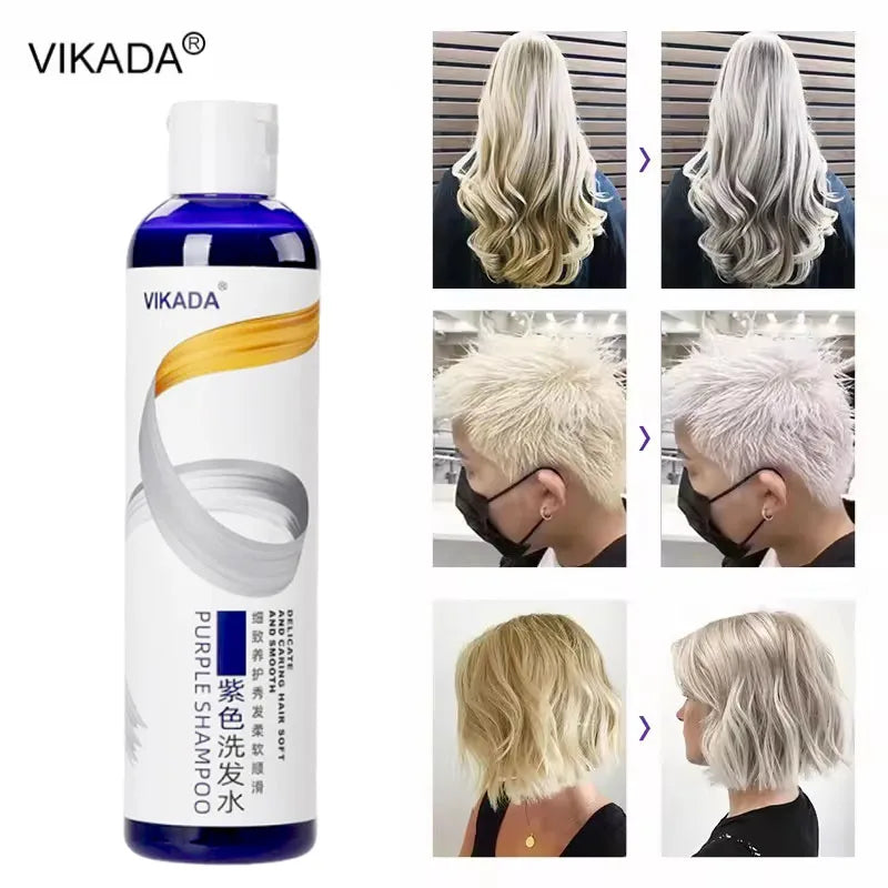 Color Fixing Hair Dye Shampoo to Cover Gray Hair Fade Yellow After Bleach Hair Shampoo Non-irritating Purple Shampoo for Blonde
