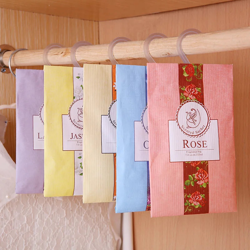 5pcs Natural Jasmine Rose Lavender Hanging Freshener - Long-Lasting Odor Eliminator for Wardrobe Car Closets Refill-Free