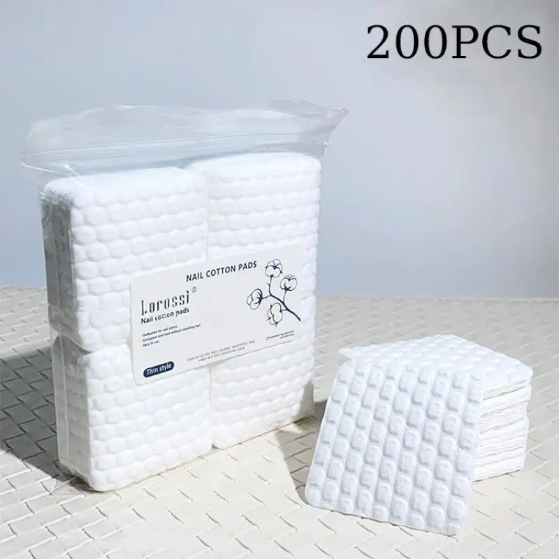 ●200/500Pcs White Nail Cotton Pad  For Nail Wipe Lint-Free Nail CottonGel Polish RemoverNail Art Cleaning Tool