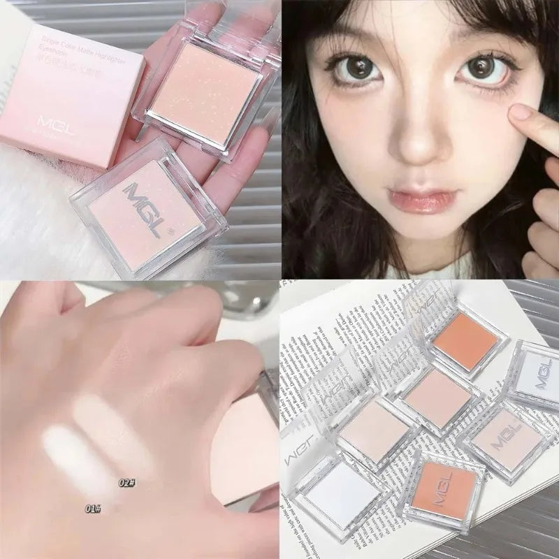 Matte Highlighter Powder Eyeshadow Palette White Long Lasting Natural 3D Brightening Eye Makeup Palette Brighten Face High Gloss