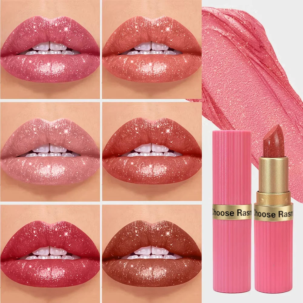 CHOOSE RASME 6 Colors Chocolate Bar Lipstick Makeup Pearl Matte Matte Not Easy to Fall out Matte Waterproof Lipstick