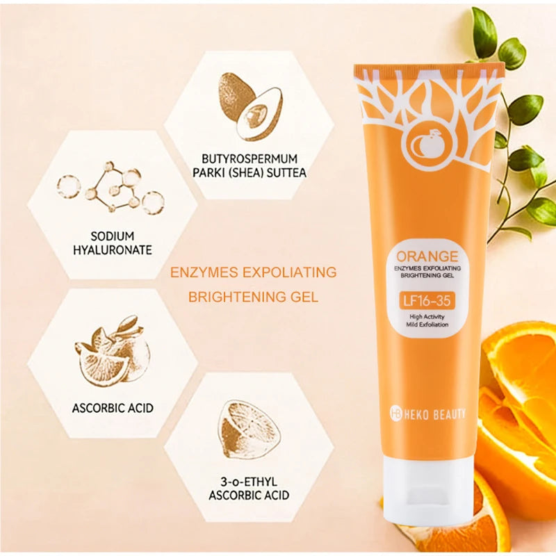 Orange Exfoliating Brightening Gel, Face Body Moisturizing Peeling Scrub, Deep Gentle Cleaning Pores, Remove Blackheads Exfoliat