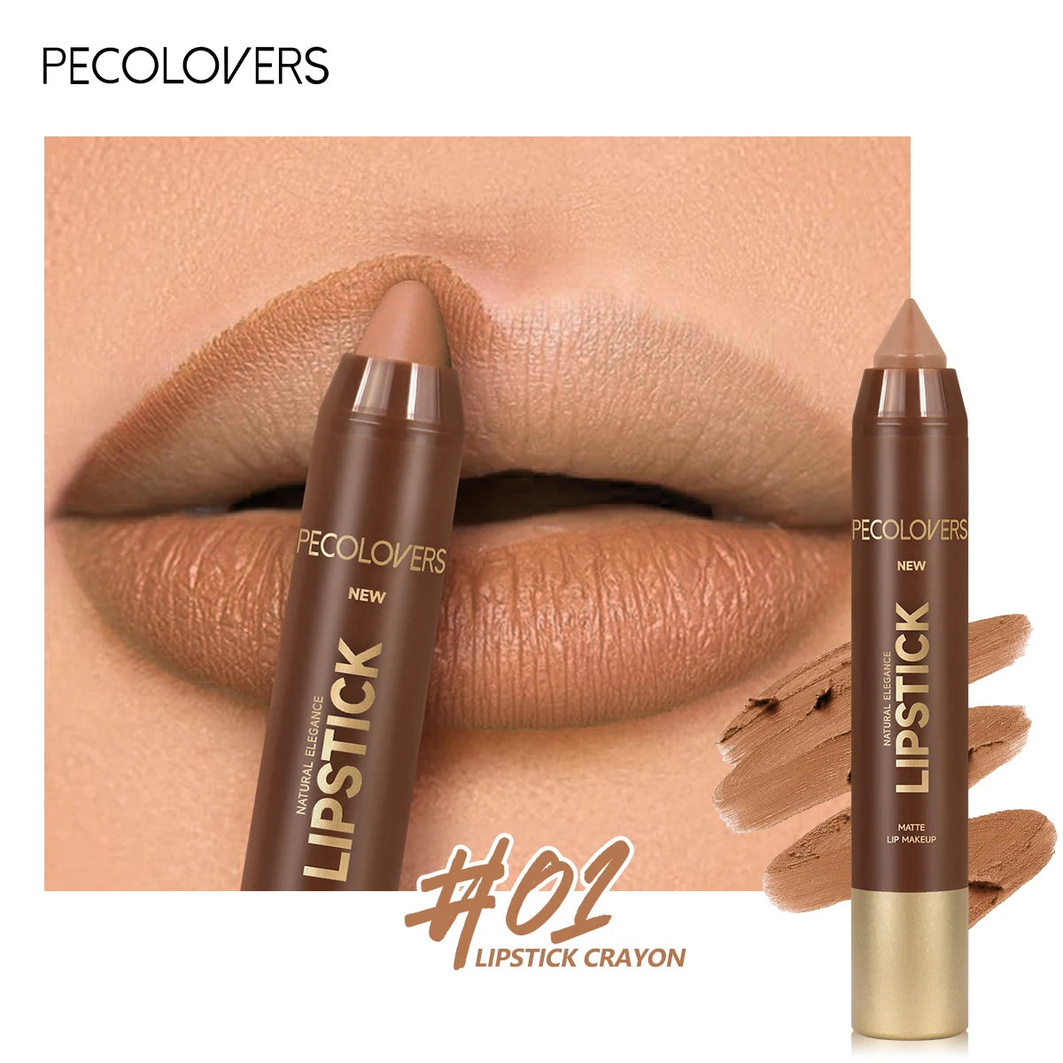 1PC Brown Matte Lip Liner Crayon, Smooth Application, Highly Pigmented, Long-lasting Wear, Lip Cosmetics