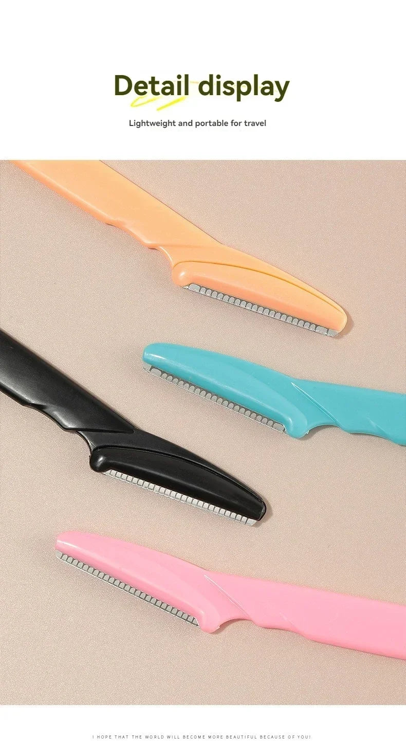 Stainless Steel Eyebrow Razors,Multipurpose Facial Hair Trimmers with Protective Cap for Men & Women,Exfoliating Tool for Beard