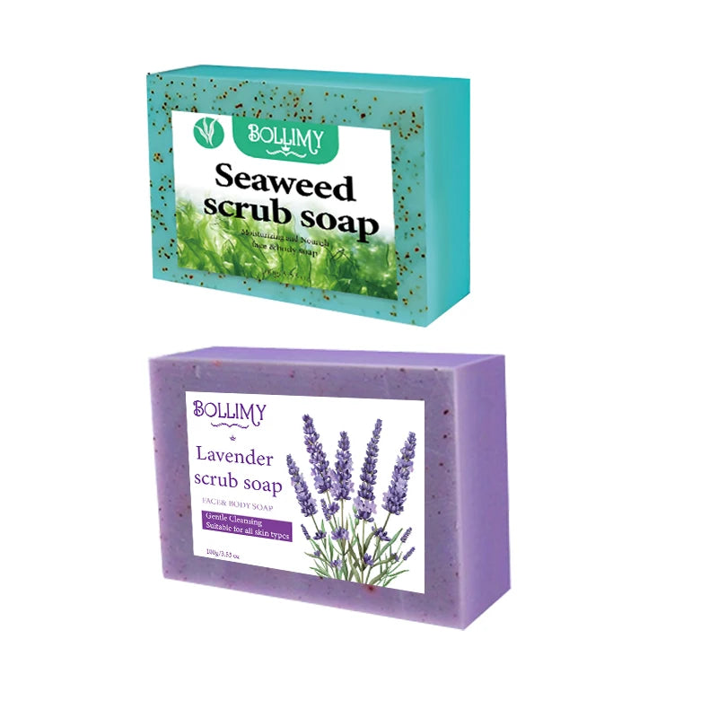 2Pcs Seaweed and Lavender Particle Soap, Rich in Seaweed, Shea Butter, Glycerin and Other Ingredients, Gently Cleanses the Face