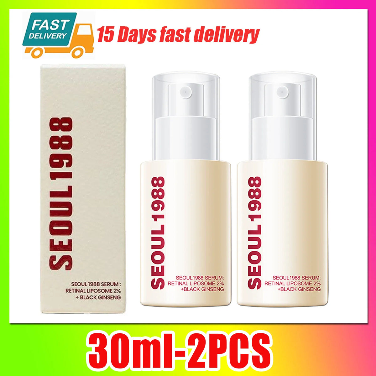 1/2/3PCS Korean SEOUL 1988 Retinol Face Serum Fade Fine Wrinkle Moisturizing Whitening Remove Spot Shrink Pores Beauty Skin Care