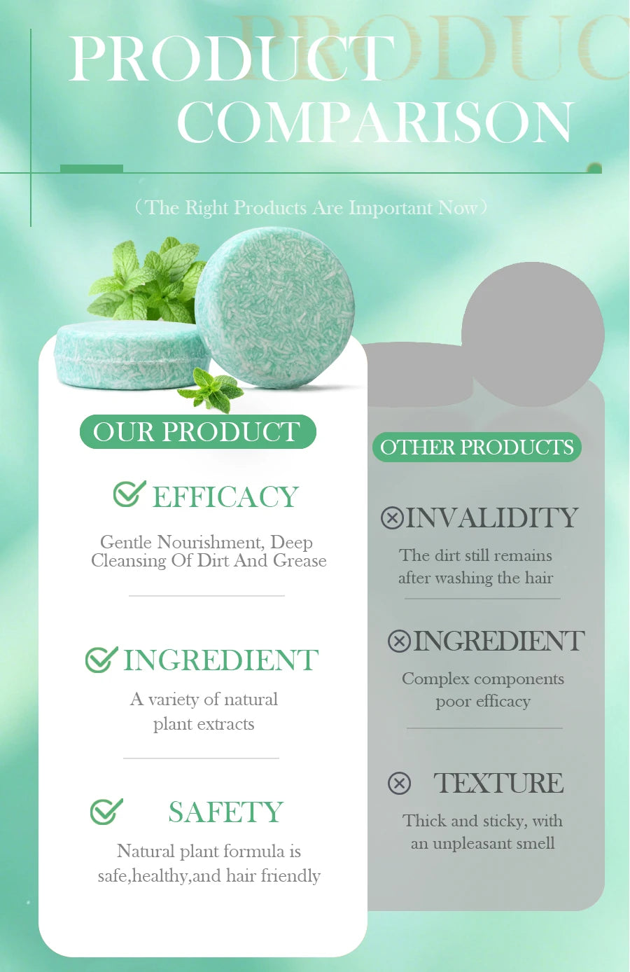 60g Mint Herbal Shampoo Plant-Based Soap for Oil Control Dandruff Hand Soap Genuine Herbal Product for Scalp Care