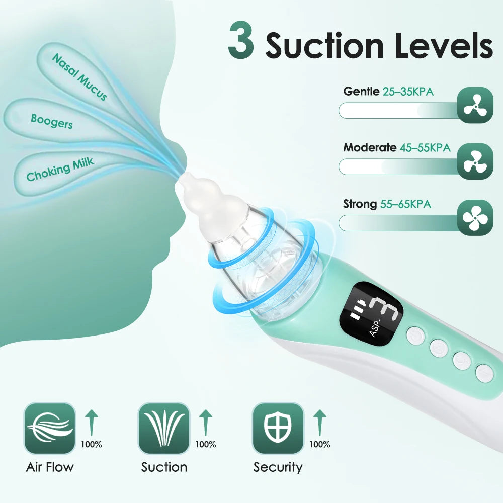 2026 New Electric Pattern Baby Nasal Aspirator Rechargeable  Newborn Nasal Cleaner Suck Out Nasal Mucus Prevent  Congestion