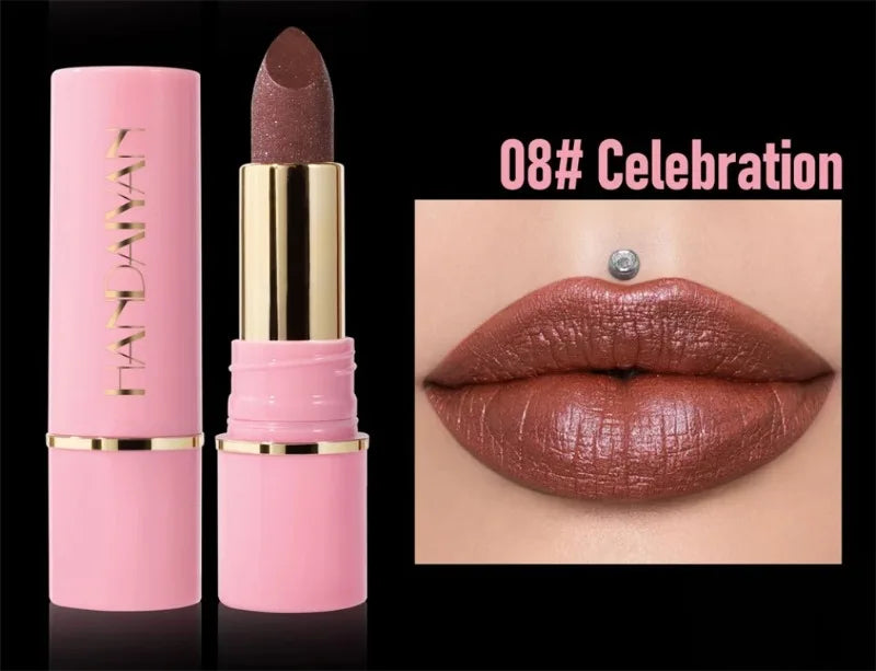 8 Colors Diamond Shimmer Lipstick Purple Metallic Glitter Pearlescent Lip Tint Long Lasting Waterproof Lipstick Makeup Cosmetics