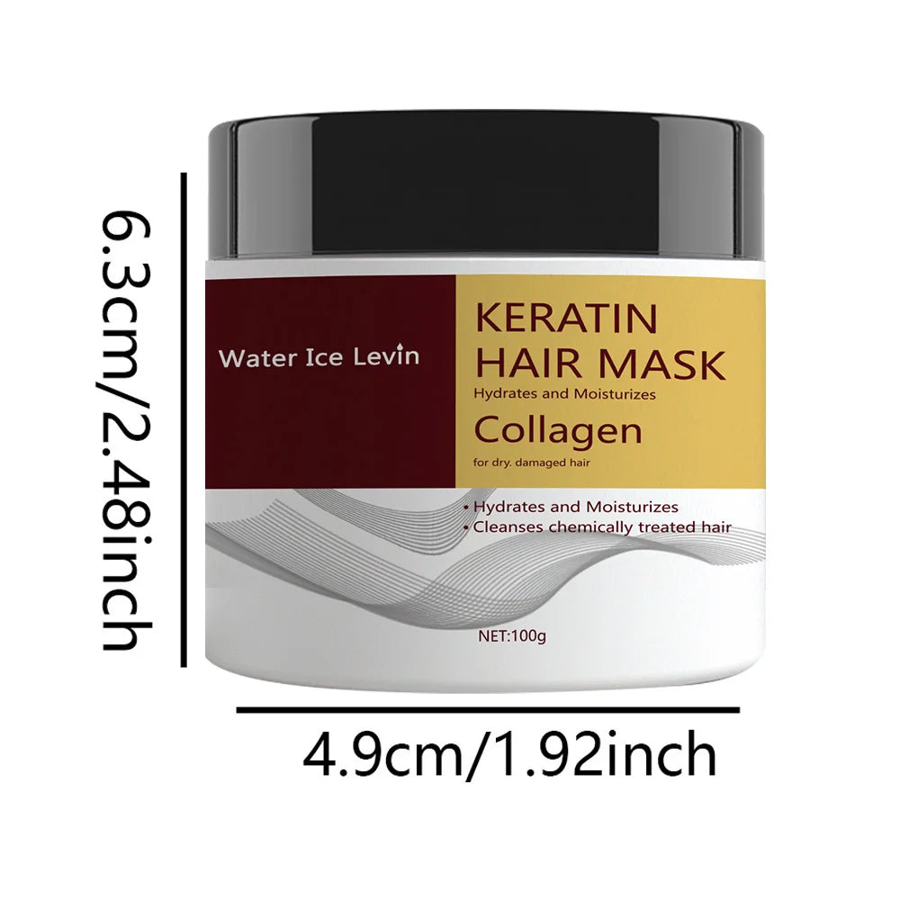 Keratin Hair Mask. Hydrolyzed Keratin Collagen. Hydrates Moisturizes. Repairs Dry Damaged Hair. Coconut Argan Oils. 100g.