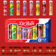 8PCS Soda-Inspired Lip Balm Set, Long-Lasting Moisture & Anti-Chapping, 8 Scents, Ideal for Daily Use & Holiday Gift Giving