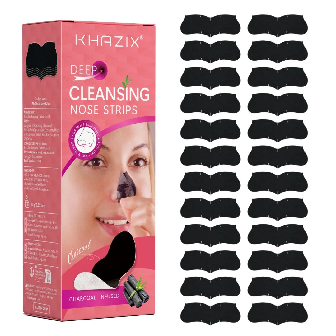 Natural Bamboo Charcoal Nose Strips, Deep Cleansing Blackheads, Gently Purify Pores & Absorb Impurities