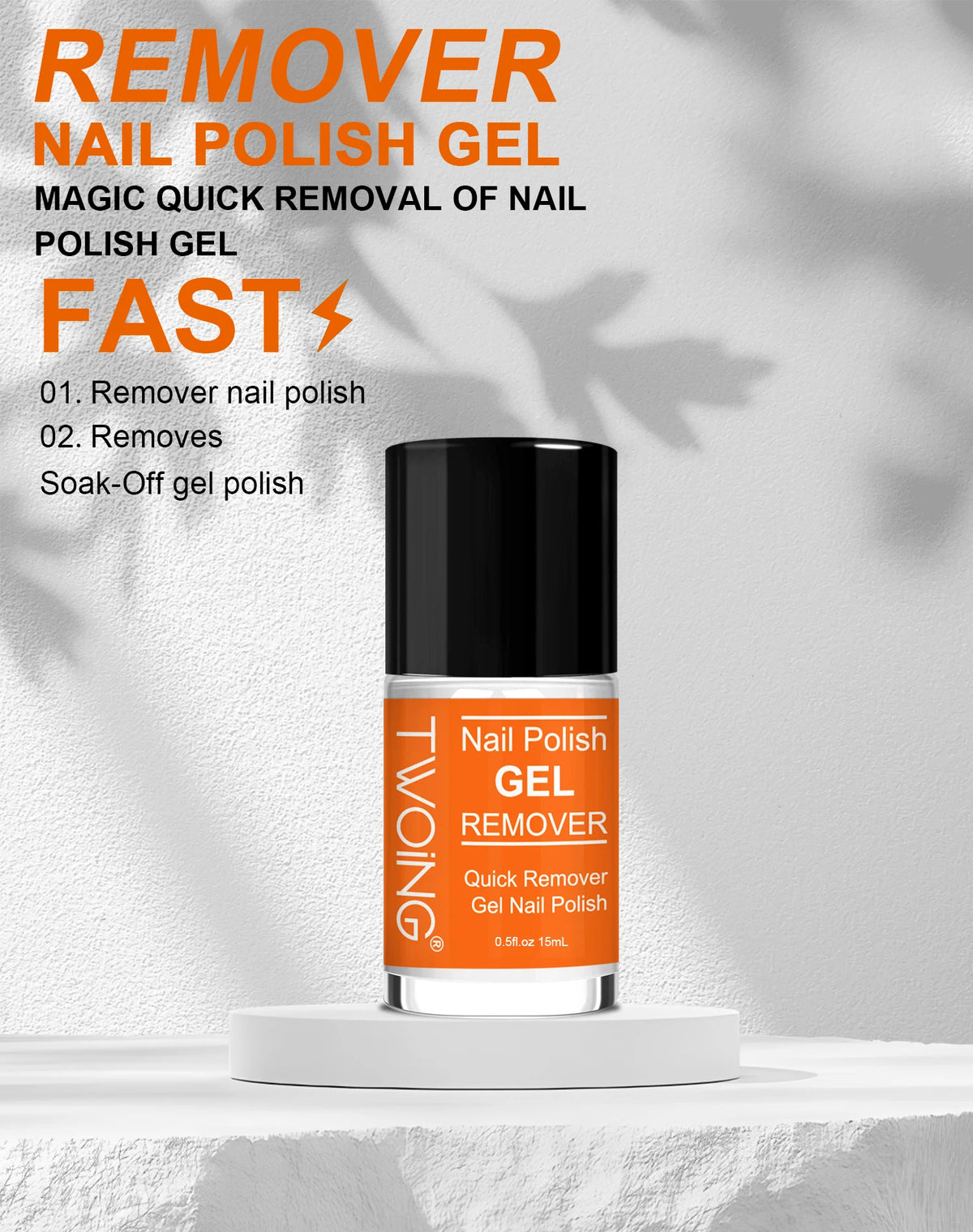 TWOING Nail Gel Polish Remover Quick & Easy Polish Remover In 2-3 Minutes, No Need Soaking Or Wrapping 15ml-0.51oz