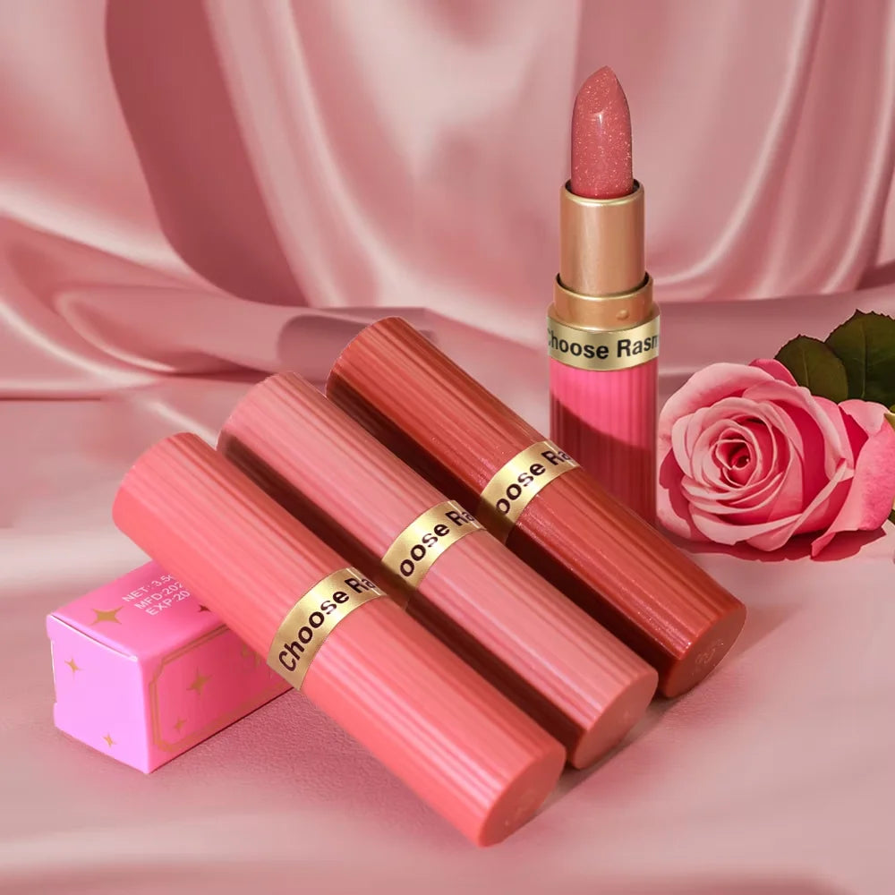 CHOOSE RASME 6 Colors Chocolate Bar Lipstick Makeup Pearl Matte Matte Not Easy to Fall out Matte Waterproof Lipstick