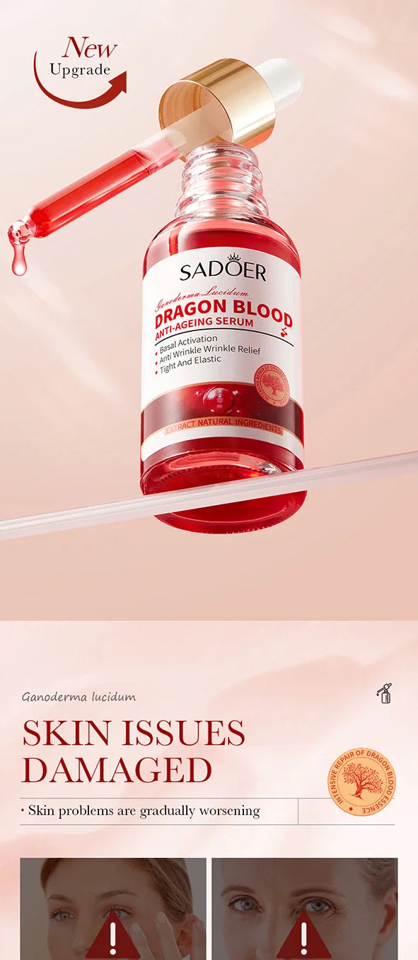 SADOER Ganoderma lucidum Dragon Blood Facial Serum Face Lotion Moisturizing Face Emulsion Oil Refreshing Control Facial Essence