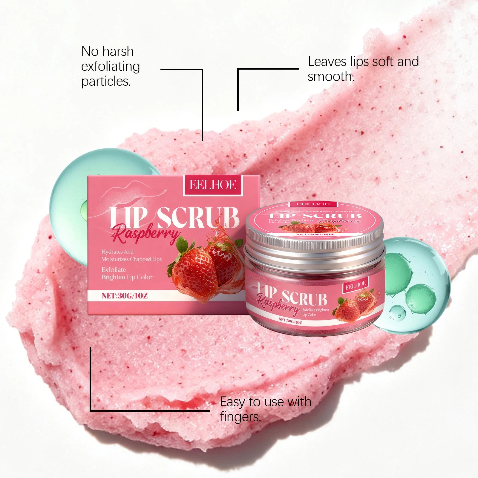 Strawberry Lip Scrub Exfoliating Preventing Drying Cracking Improve Dullness Remove Dead Skin Moisturizing Brightening Lip Care