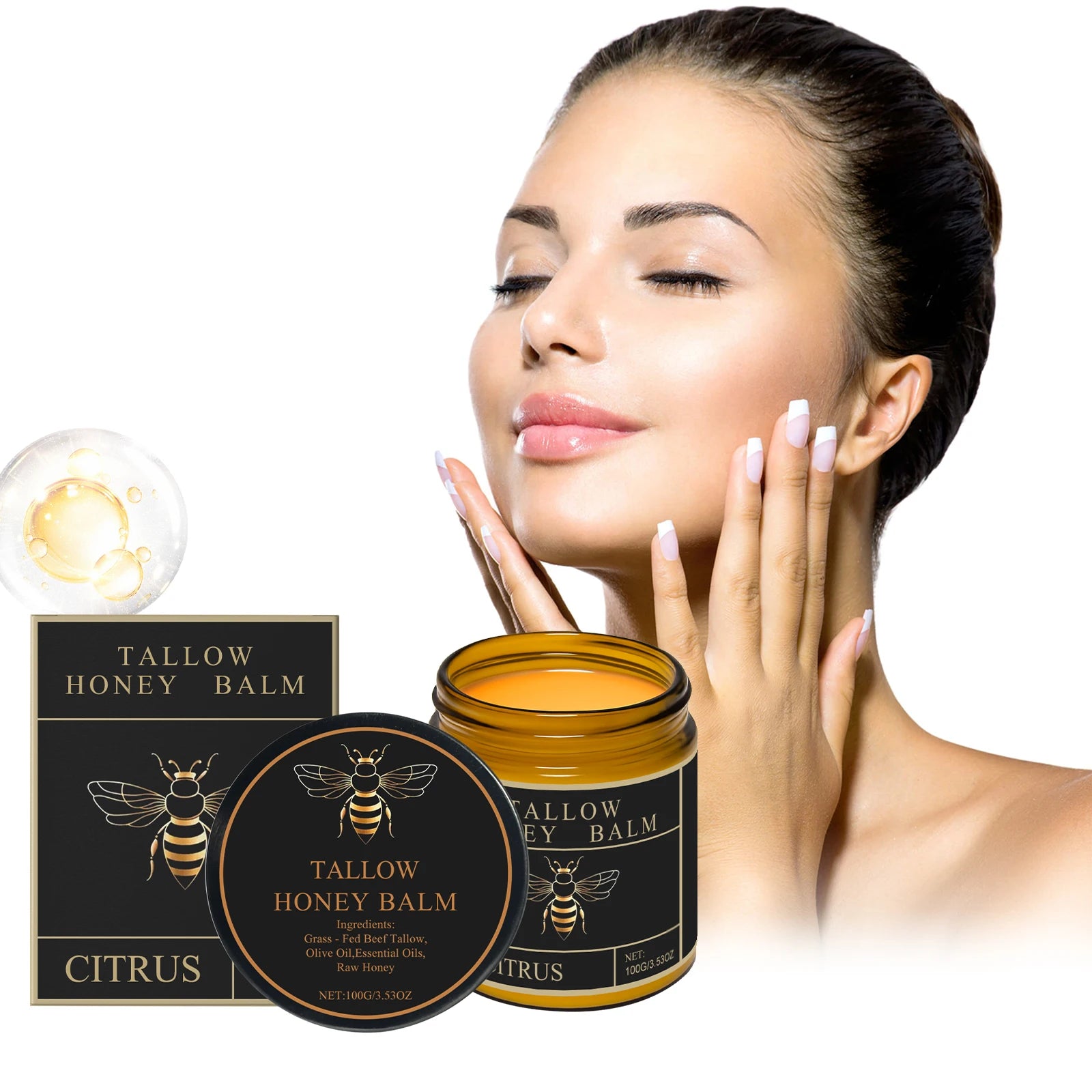 Beef Tallow Honey Cream Brightening Fade Dark Spots Remove Melanin Firming Non-Greasy Lasting Moisturizing Soothing Body Lotion