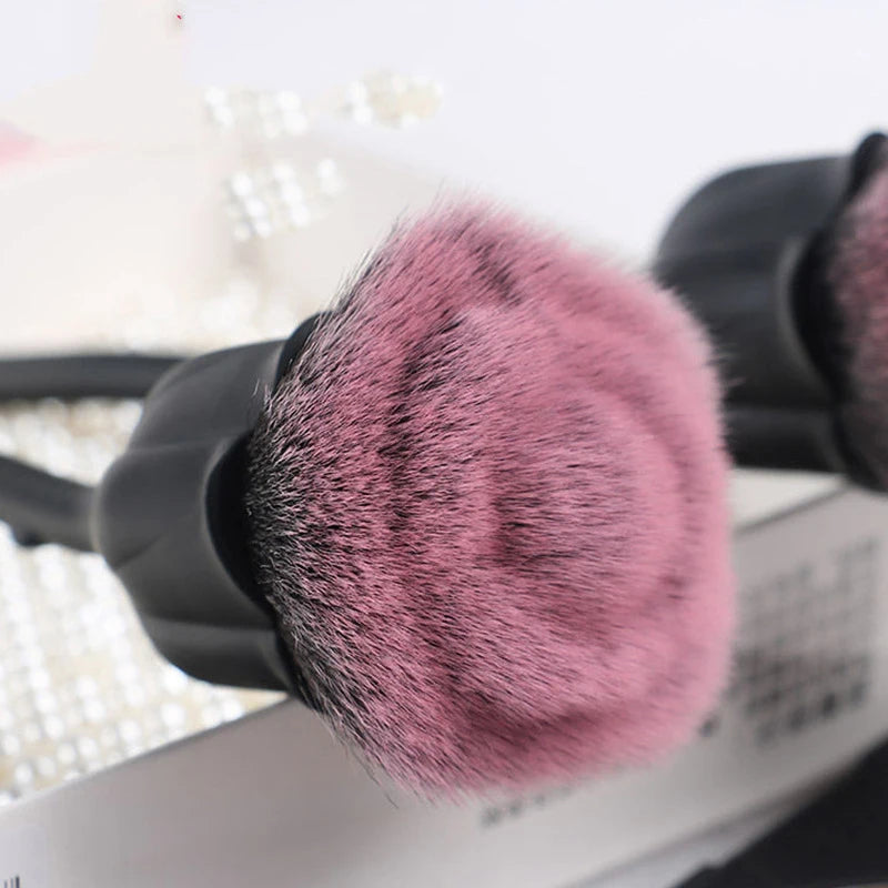 Flower Nail Brush for Manicure Gold Rose Shape Nail Art Brushes Round Small UV Gel Polish Powder Cleaning Tools Nail Accesories
