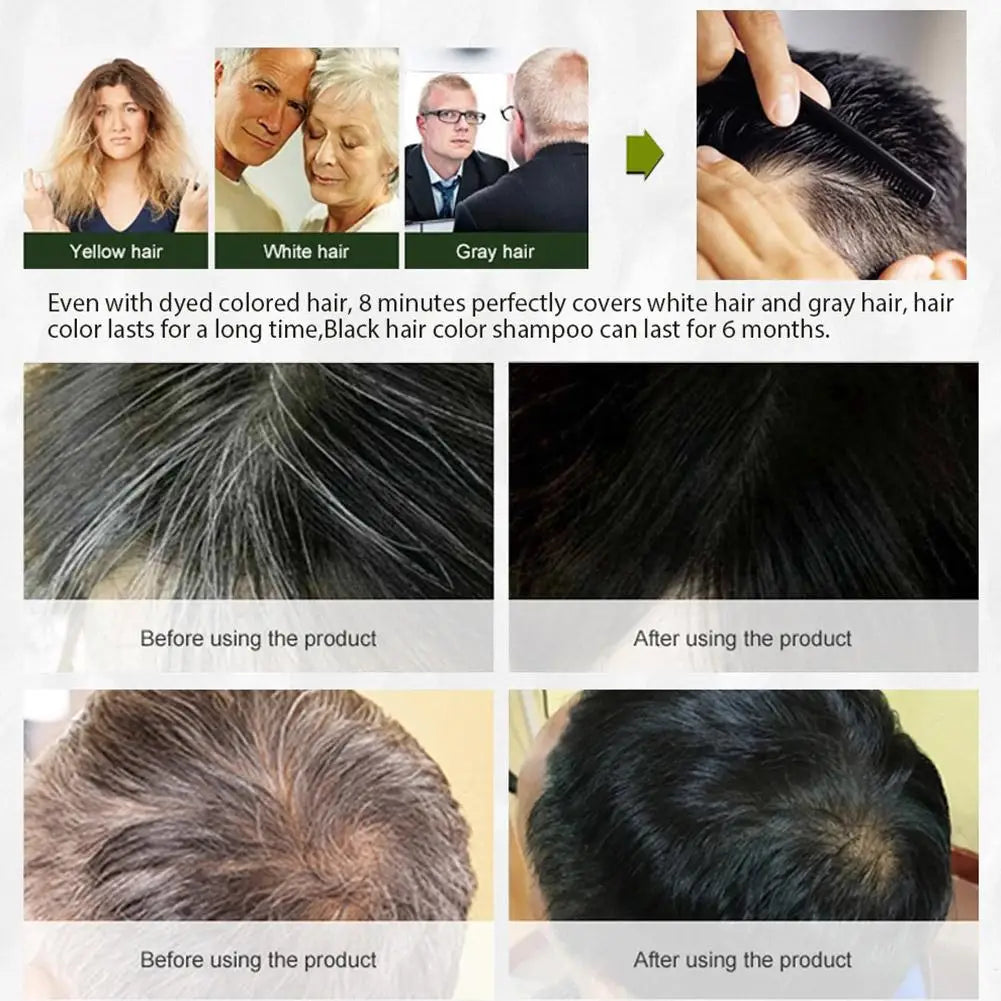 400ML Cover Grey Hair Morocco Argan Oil Care Fast Magic Black Hair Shampoo Dye Repair Damaged Improve Split Hair Rough Hair Care