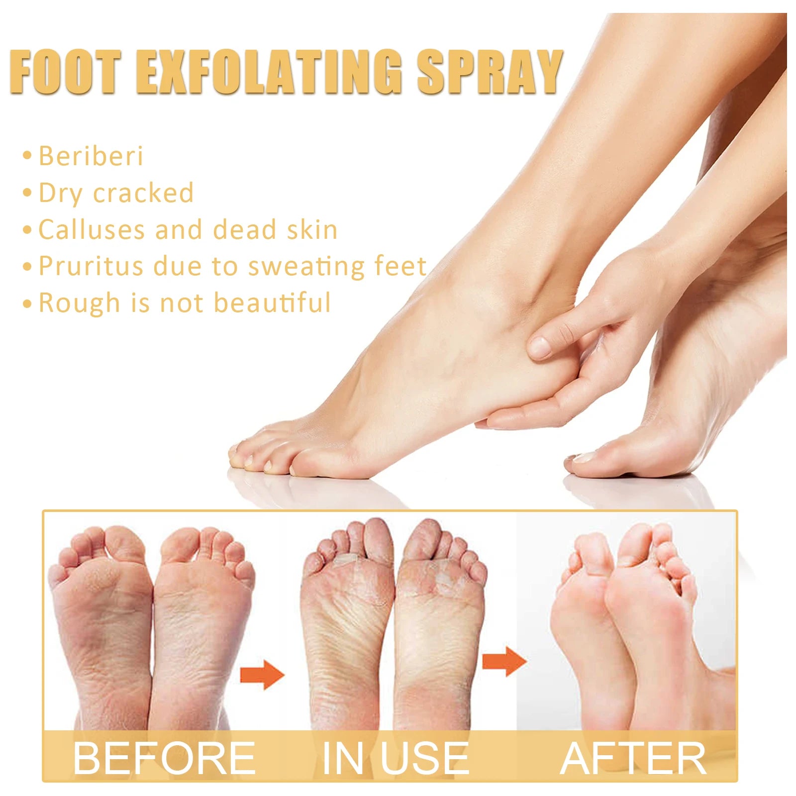 Foot Exfoliating Spray Repairing and Brightening, Removes Dead Skin and Calluses, Foot Whitening Care Spray Foot Care Liquid