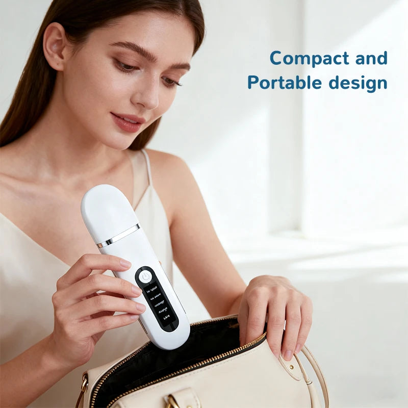 Lady Care Ultrasonic Skin Scrubber 4 in 1 Ion Import Export Facial Cleansing Spatula Blackhead Remover for Pore Purifying