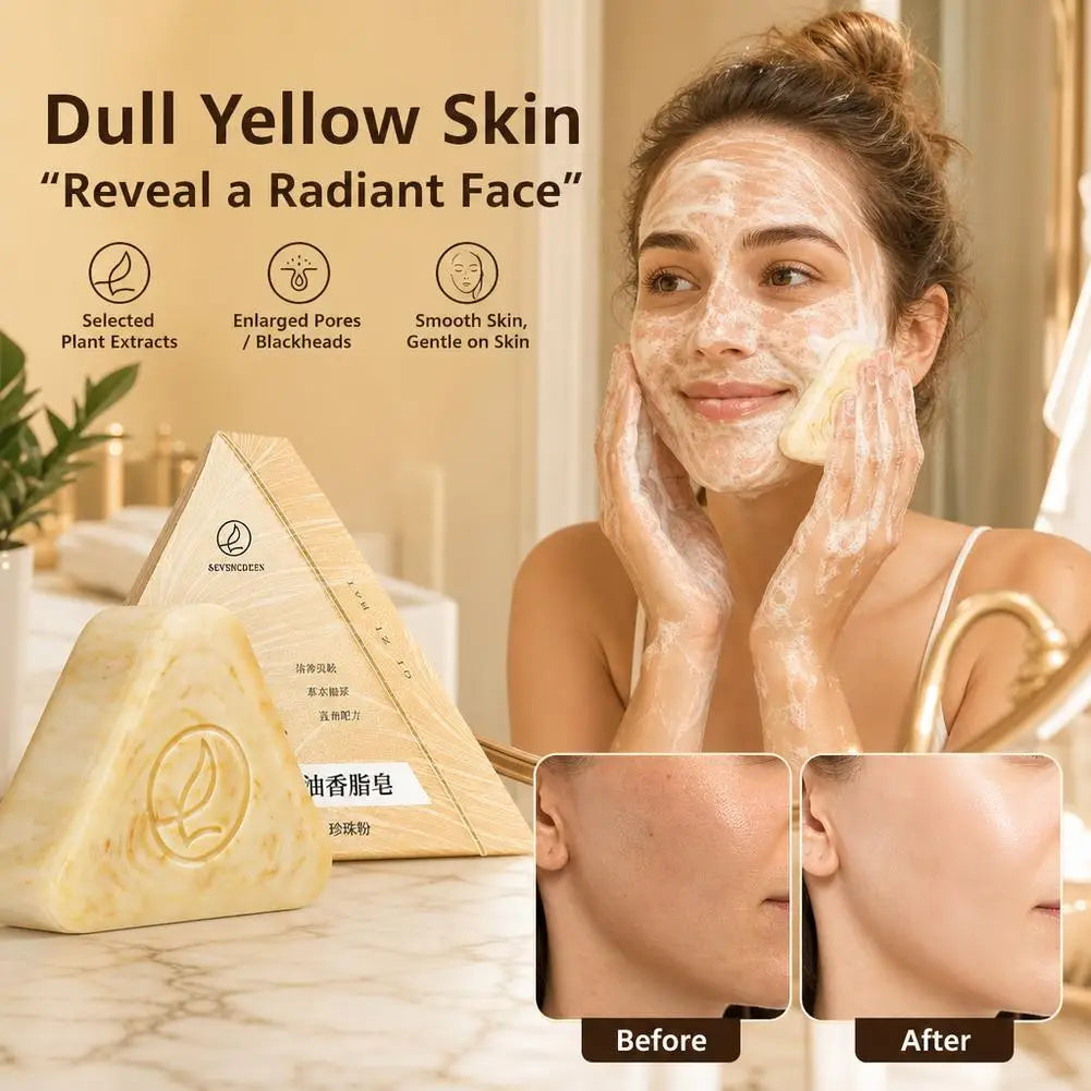 120g Face Soap with Foaming Net Seven Seed White Ancient Method for Oil Control Gentle Herbal Cleansing Skin