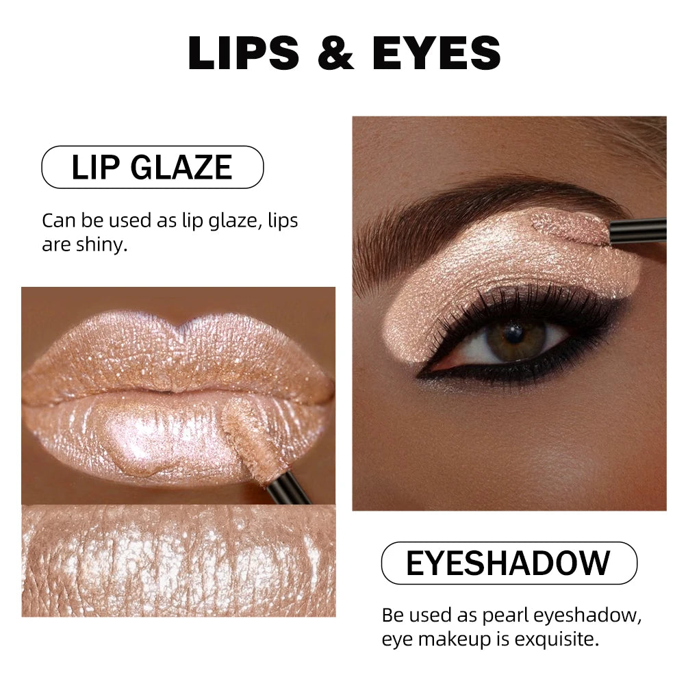 QIBEST Glitter Diamond Liquid Lipstick Waterproof Long Lasting Pearl Shiny Lip Gloss Metal Charming Women Lip Makeup 6 Colors