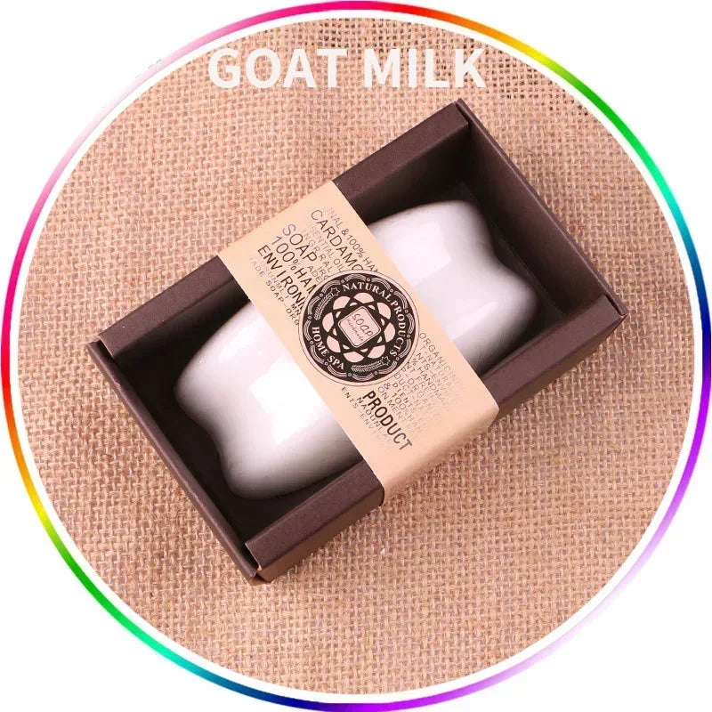 130g Goat Milk Soap Essential Oil Soap for Bamboo Charcoal,Papaya, Sandalwood, Honey, Lemon, Coffe ,Lily