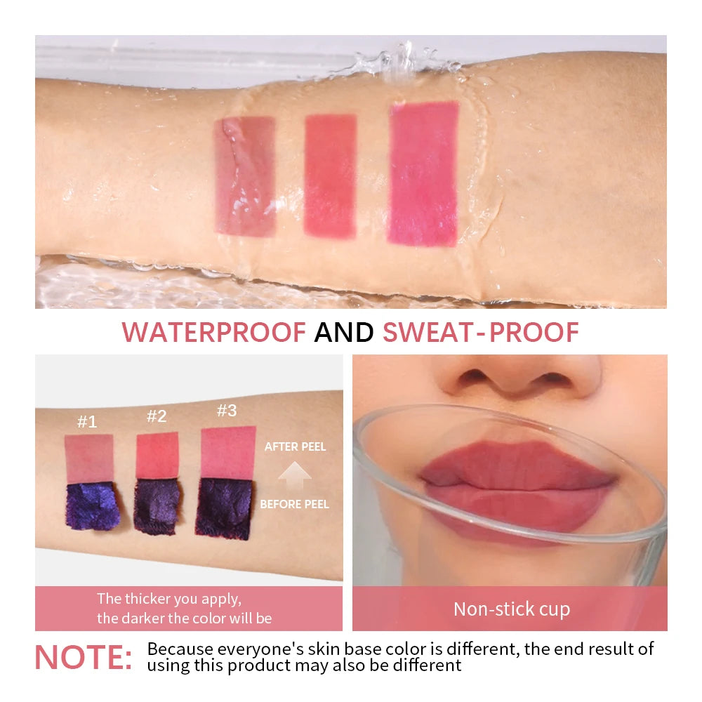 Peel Off Lip Stain Reveal Long Lasting Waterproof Pink Lip Tint Transfer Proof Non-stick Cup Natural Lip Stain Woman Cosmetics