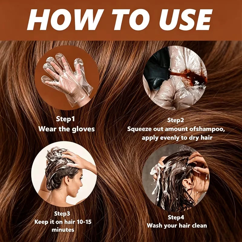 YUITIKUE Instant Hair Color Shampoo 100ml 5‑IN‑1 Herbal Extract Moisturizing Gentle Long Lasting Cover Grey Hair For Home Dye