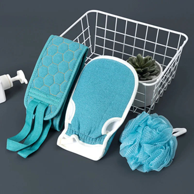Exfoliating Body Care Set Includes Back Scrubber Bath Glove Loofah Pumice Sponge For Dead Skin Removal Shower Use