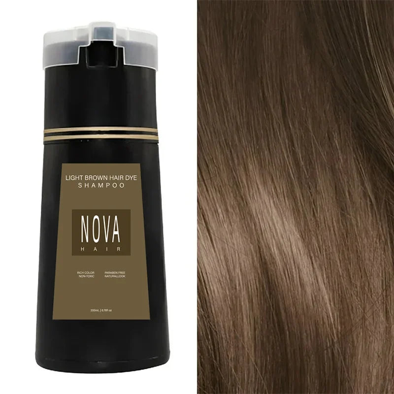 Nova Hair Dyeing Shampoo Hair Instant Dye 3-in-1 Shampoo Men Women Fluffy Oil Control Hair Care Products Nourish Hair Shampoo