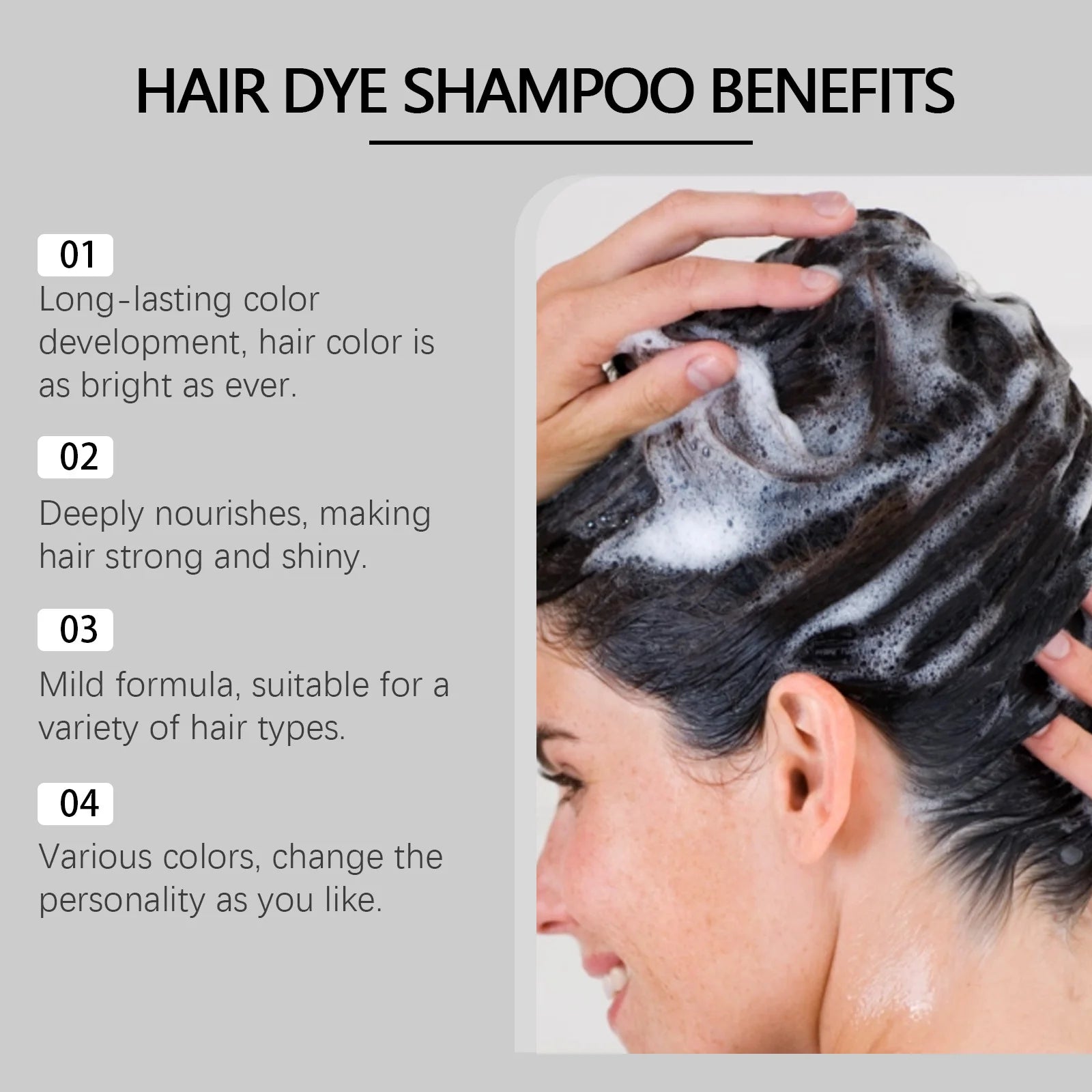Instant Dye Shampoo DIY Hair Dye Natural Black Color Repair Gray White Hair Non-Irritating Hair Coloring Shampoo For Men Women