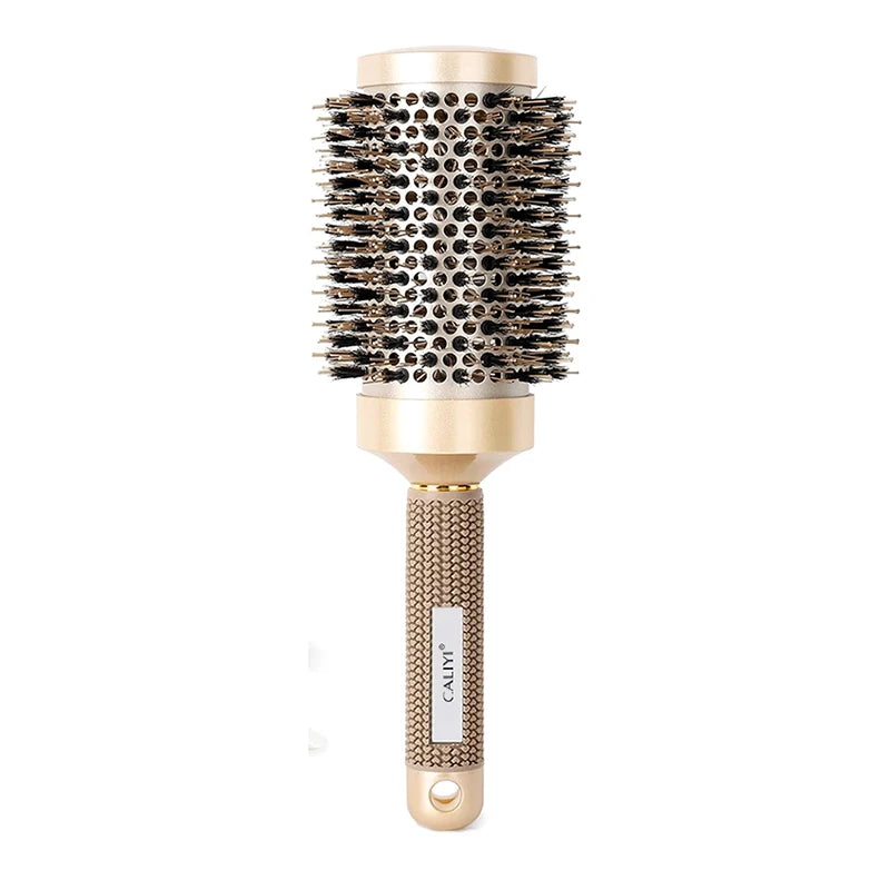 4 Sizes Curling Hair Comb Heat Conductive Aluminum Barrel Volumizing Curling Styling Brush with Air Vent Boar Bristle Hair Brush