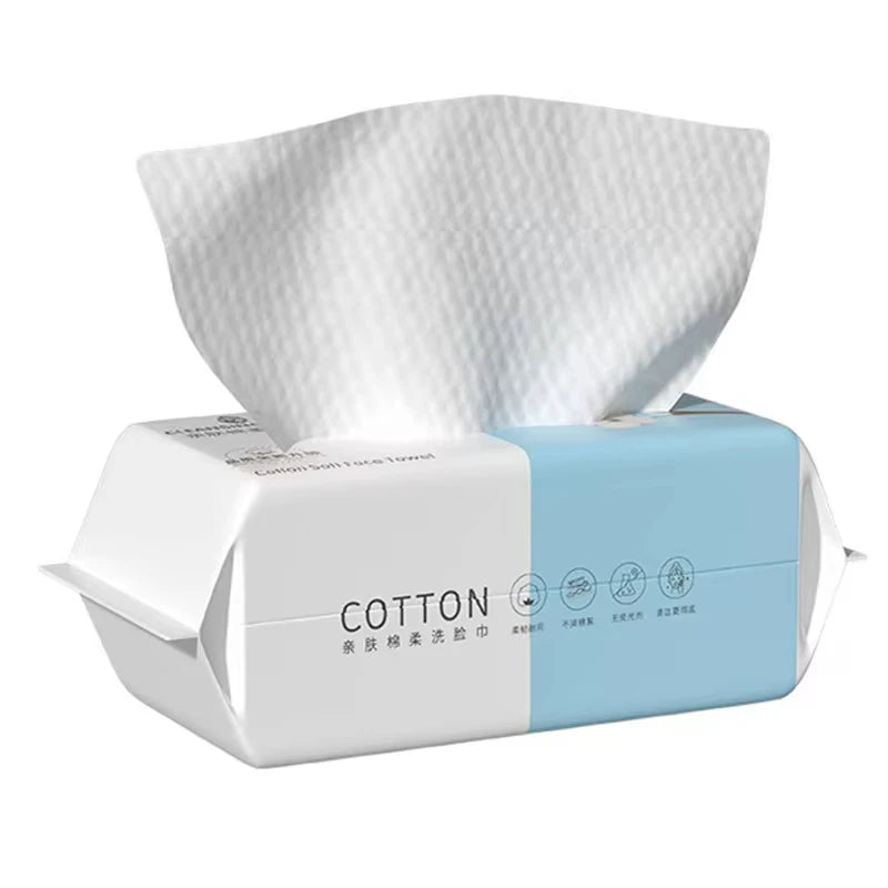 Natural Disposable Face Towel Travel Facial Cleansing Wet And Dry Makeup Remover Pearl Cotton Soft Makeup Nonwoven Towel