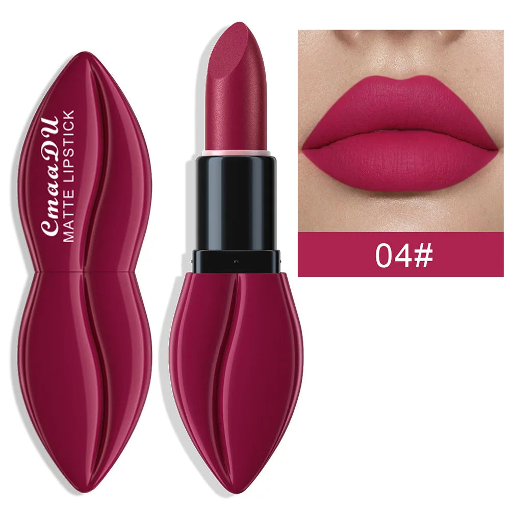 1pcs Matte Lip Gloss Lipstick, High Pigment Waterproof Velvet Long Lasting, Deep Red, Nude, Y2K Christmas Valentine's Day Gifts