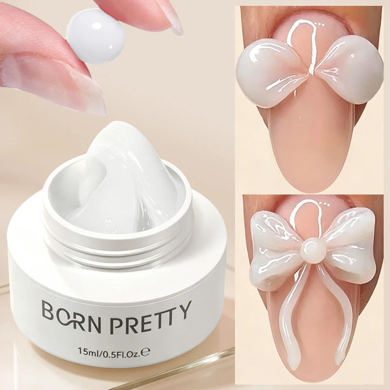 BORN PRETTY 15ml Clear Non Stick Hand Extension Gel 3D Shaping Sculpting Carving Nail Art Solid Hard Gel for Fake Nail