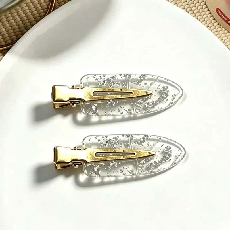 2/6pcs Golden Alloy Seamless Hair Clips For Women Luxury Retro Daily Wear Bangs Clip Side Clips Fashion Girl Duckbill Clip