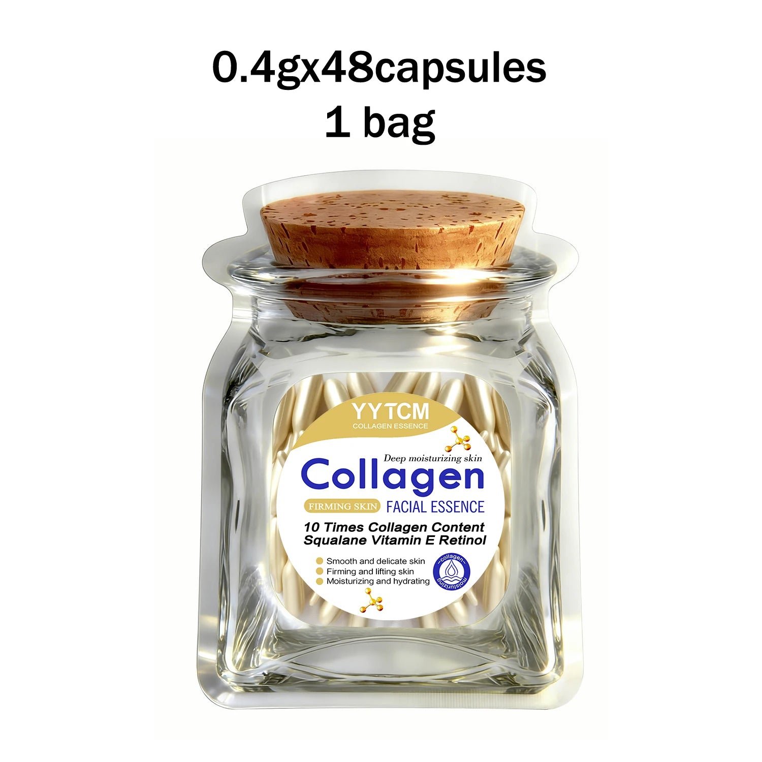 Collagen Firming Capsule Serum, moisturizes and hydrates for smooth skin, contains plant-based squalane, retinol, and vitamin E for deep hydration (0.4g x 30 capsules)/bag - 1 bag