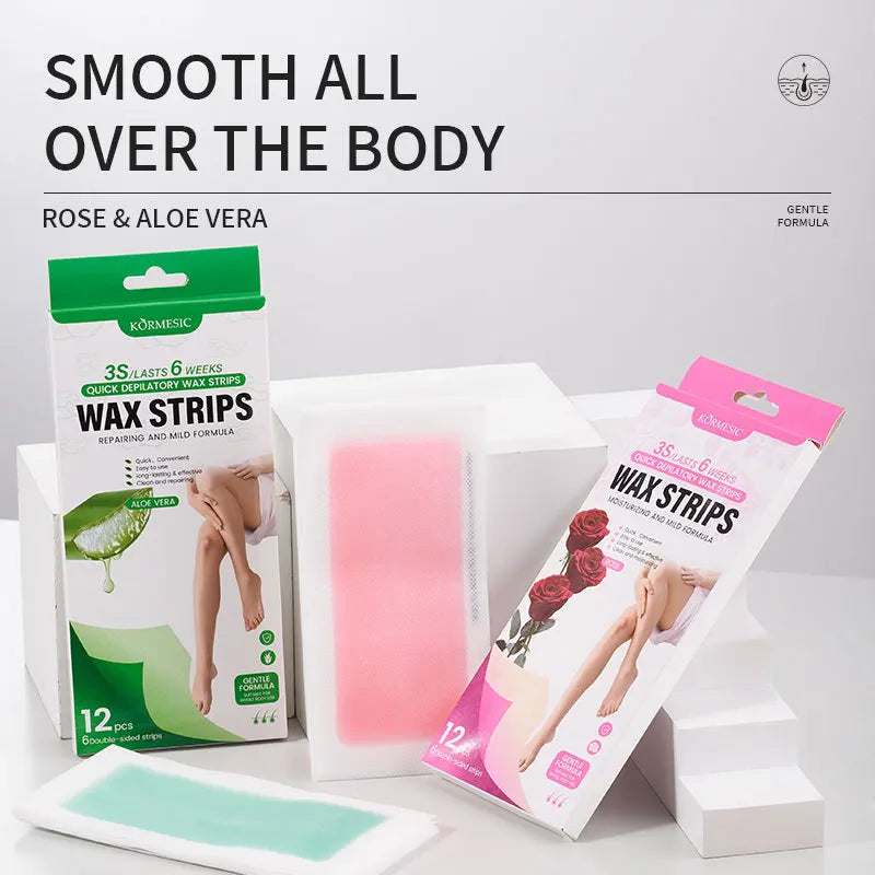 12 Pcs Depilatory Wax Strips Waxing Kit for Women Men Face Leg Arm Body Gentle Non-Irritating Quick Easy Hair Beauty Tools