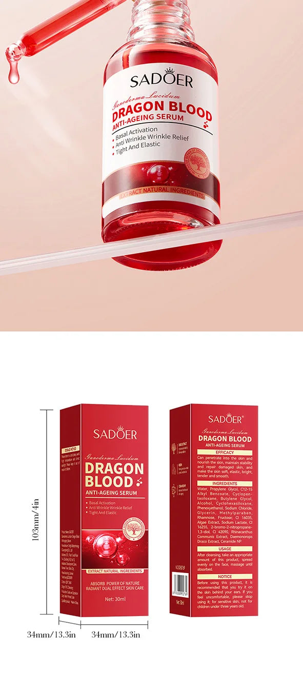 SADOER Ganoderma lucidum Dragon Blood Facial Serum Face Lotion Moisturizing Face Emulsion Oil Refreshing Control Facial Essence