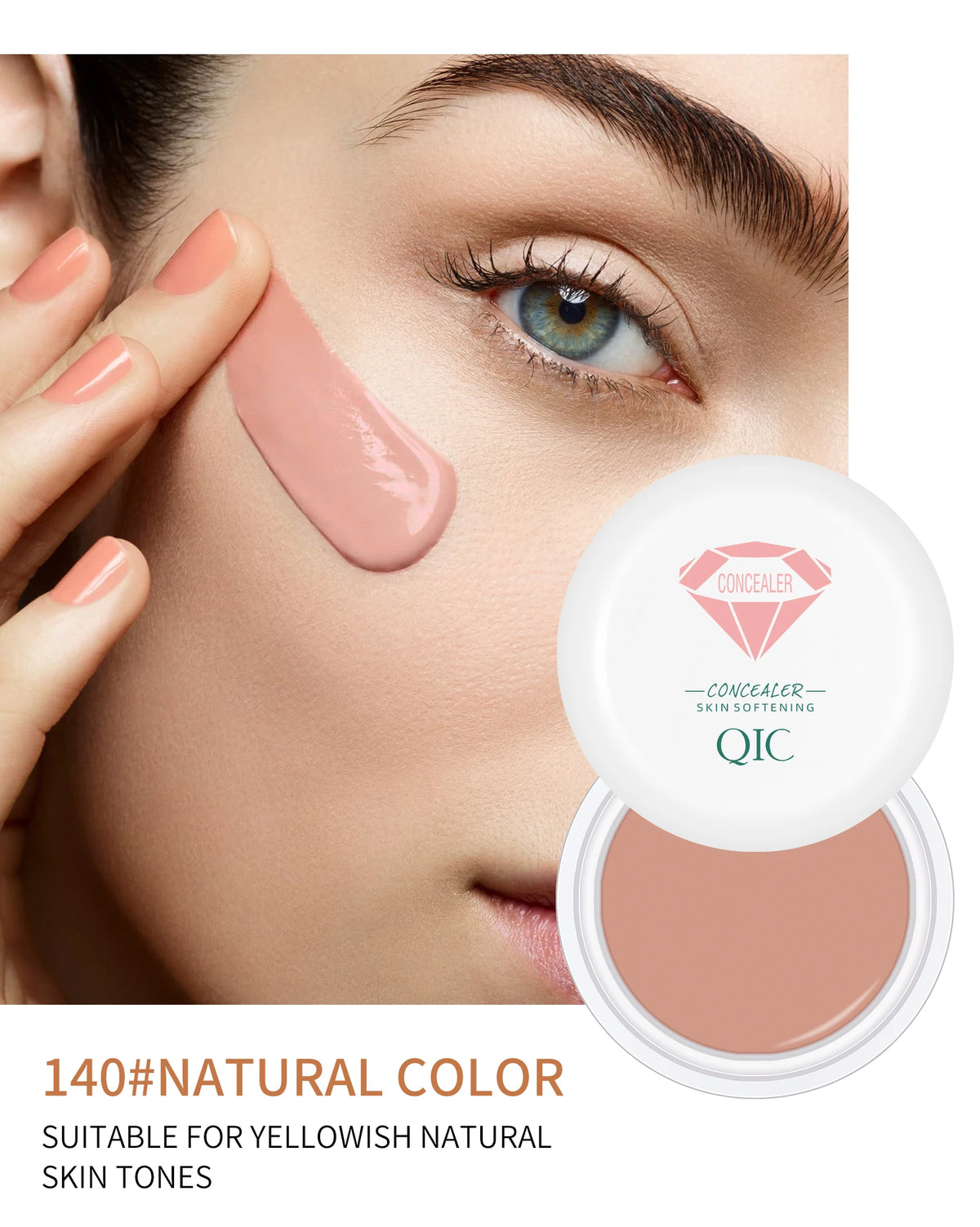 QIC Waterproof & Sweatproof Concealer Cream - Tattoo Coverage, Long-Lasting Foundation, Natural, Full Coverage, All Skin Types