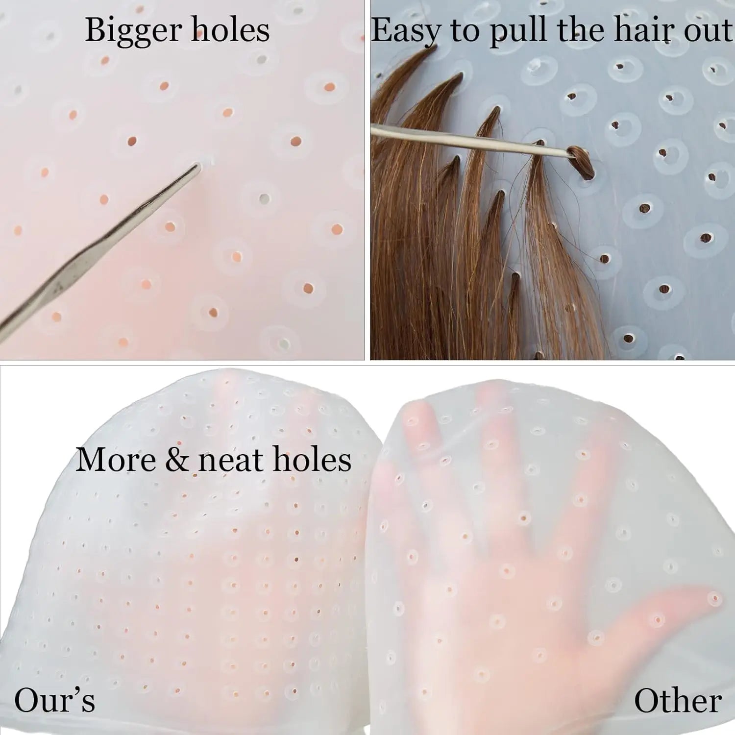 2pcs Reusable Silicone Hair Staining Cap Multicolor Hair Coloring Dye Cap with Hook Silicone Hair Coloring Cap for Home Salon