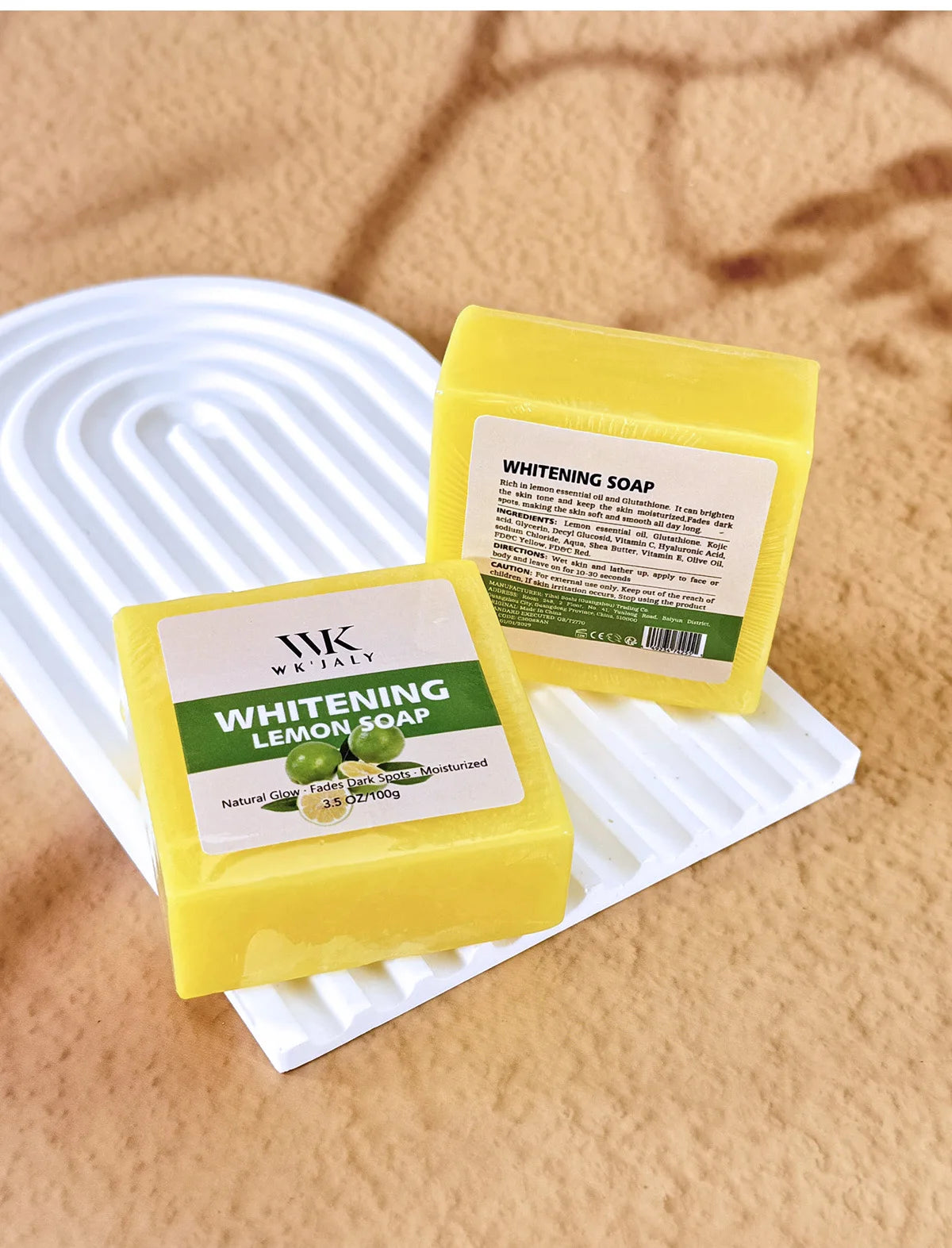 WK JALY Whitening Lemon Soap, Natural Glow, Fade Dark Spots, Moisturized, With Glutathione, Shea Butter Oil, For Face And Body