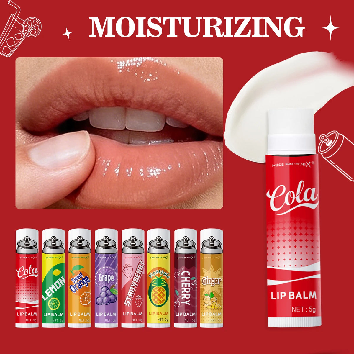 8PCS Soda-Inspired Lip Balm Set, Long-Lasting Moisture & Anti-Chapping, 8 Scents, Ideal for Daily Use & Holiday Gift Giving