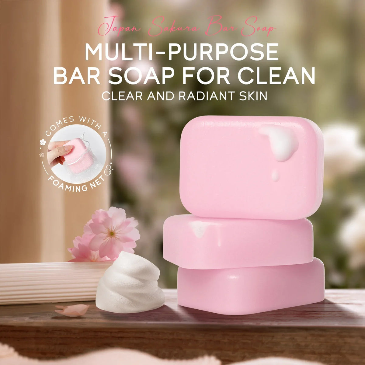 LAIKOU Sakura Facial  Body Whitening Soap Reduces Acne Dark Spot Deep Cleaning Cutin For Face Body Skin Care 90g ﻿
