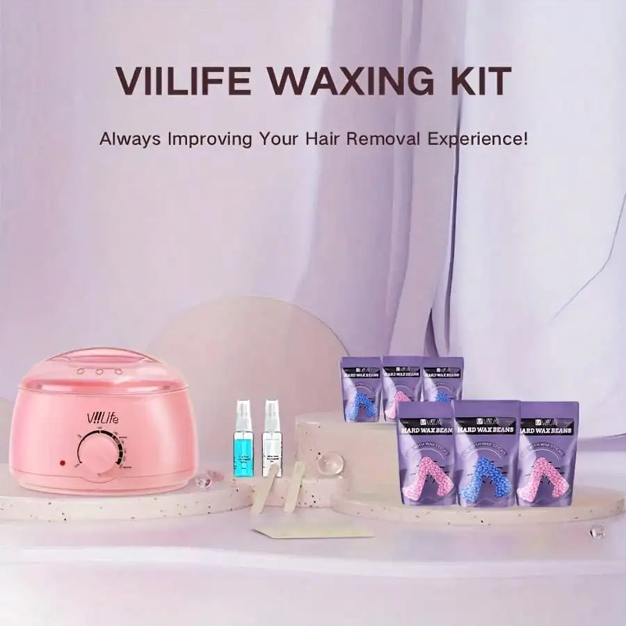 VIILIFE Waxing Kit, Hair Removal Hard Wax Kit With Wax Melt Warmer & Waxing Beads Gift For A Woman/man/teenager/wife/friend - Pr