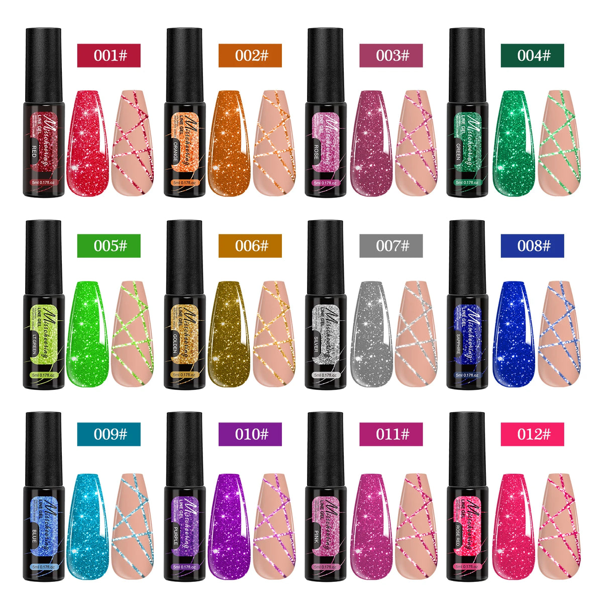 5ml Fluorescent Diamond Line Gel Shiny Painted Gel Nail Polish Semi-Permanent UV Gel Polish Varnish DIY Nail Art Design Salon